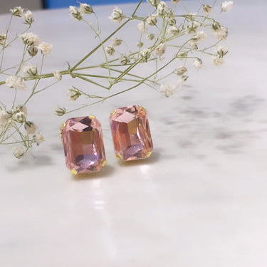 Pink Stone Stud Earrings Zayn Luxury Jewellery